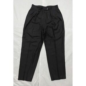 Vintage Zanella Black Mens Trouser Pleated Front Silk Pants 28